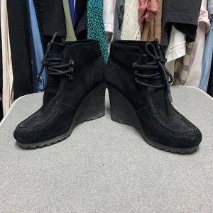 Michael kors suede 3 inch wedge booties